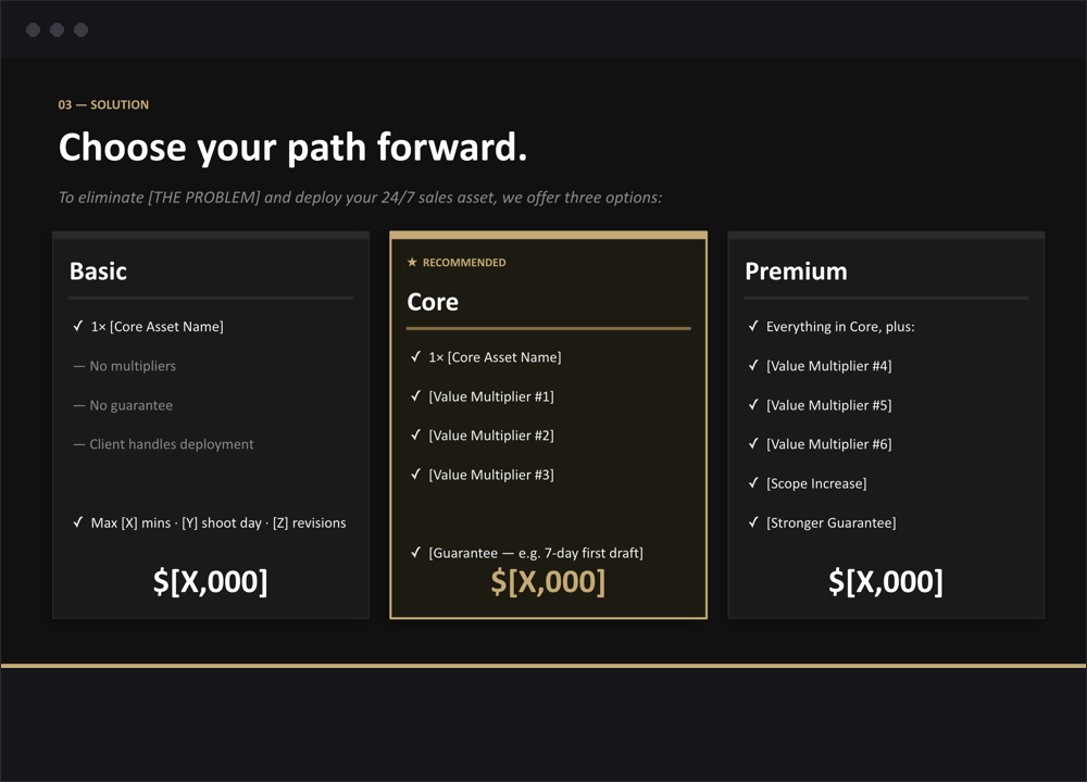 3-tier offer slide