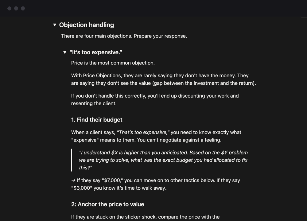 Objection Cheat Sheet